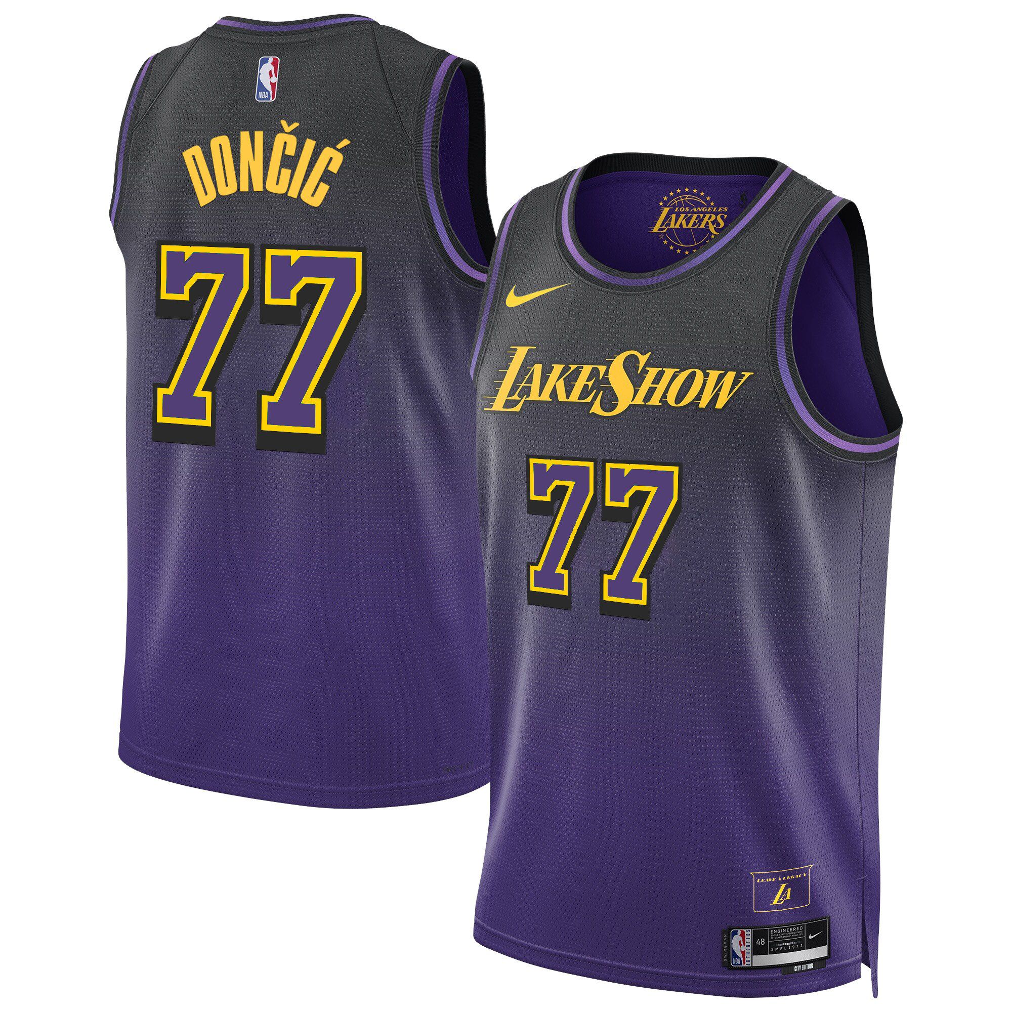Men Los Angeles Lakers #77 Doncic Purple 2025 Nike Swingman NBA Jersey->los angeles lakers->NBA Jersey